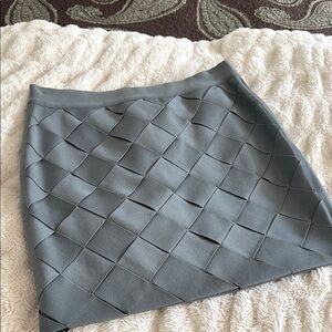 Herve Leger Gray A-Line Mini Skirt with Cut Out Design